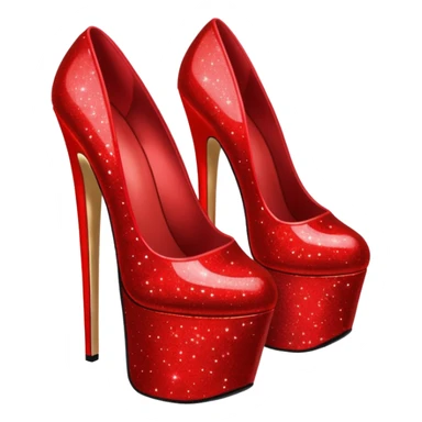Very high Red platform glitter heels  sticker