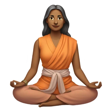 an  yogi Indian woman, sleeveless pastel shirt
  The character should be wearing an orange robe, symbolizing traditional yogic attire. The yogi can be sitting in a lotus position sticker