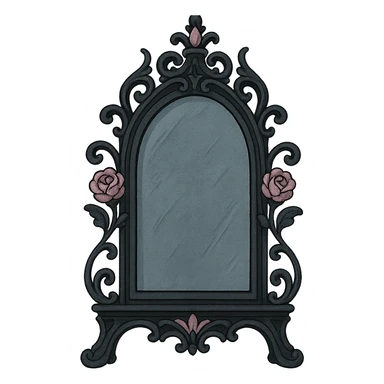 gothic mirror, black and pink sticker
