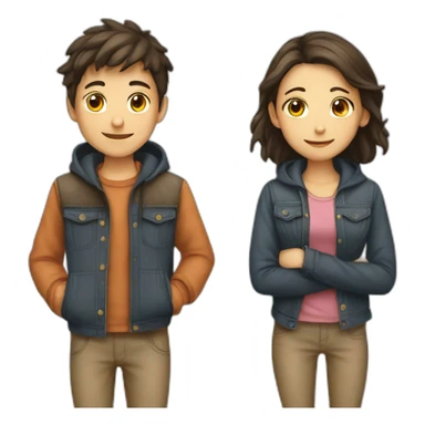 Generate an emoji of two friends boy and girl  sticker