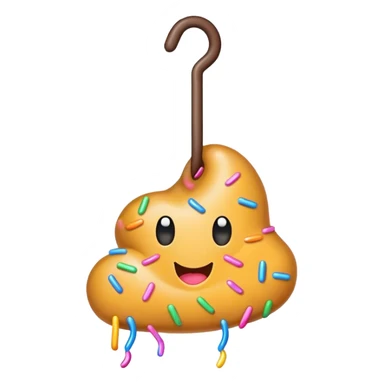a poo with sprinkles and a hanger sticker