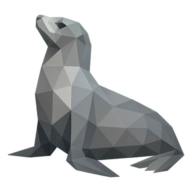 polygonal seal, low-poly polygonal illustration sticker