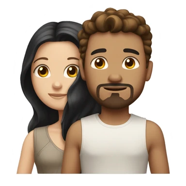 white boy with black hair and goatee and girl with long brown hair and light brown skin sticker
