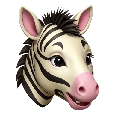 Cinematic Comical Zebra Portrait Emoji, Head tilted dramatically with an exaggeratedly amused expression, featuring a striking, glossy striped fur with bold contrasts, a refined, equine head with a long snout and alert ears, and wide, expressive eyes filled with playful disbelief, Simplified yet hilariously expressive features, highly detailed, glowing with a slightly sassy glow, high shine, dramatic yet playful, stylized with an air of cheeky savannah mischief, bright and endearing, soft glowing outline, capturing the essence of a spirited and over-the-top zebra that feels like it could prance its way into internet fame instantly! sticker