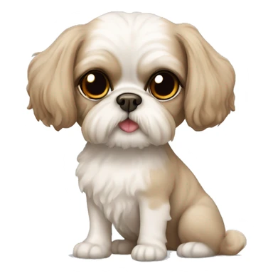 Beige shih tzu dog and beige Devon Rex cat  sticker