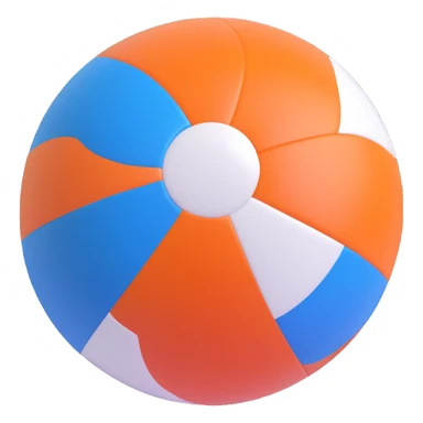 Beach ball with blue, orange, and white segments, keeping the original 3D emoji style. No background. sticker