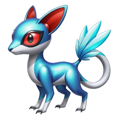 Shiny Colorful Futuristic Cyber-Vernid-Trico-Meloetta-Latias-Koraidon-Peppercat-Protogen-Pokémon-Digimon-Fakémon-fusion-hybrid-creature sticker