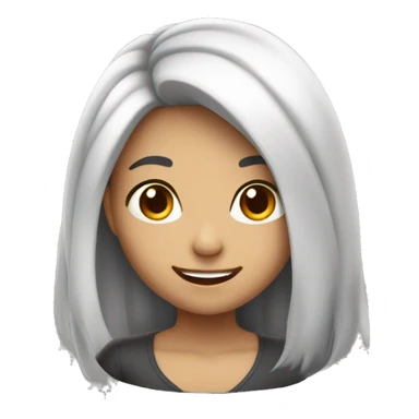Smile girl with long black and white hair and brown eyes sticker