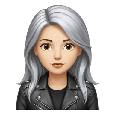 woman with long metalic hair lether jacket sticker