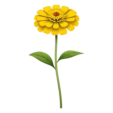single Yellow Zinnia, straight stem sticker