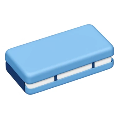 A single rubber white eraser with dark blue and light blue wrap sticker