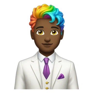 Posh-boy-with-white-suit-and-green-eyes-and-rainbow-unicorn-hair sticker