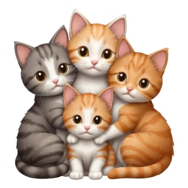 6 tiny kittens cuddling together all different colours, the first one is grey and white, the second is ginger and white and the third is brown tabby and white sticker