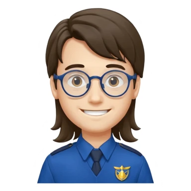 scout boy long hair spectacled blue uniform sticker