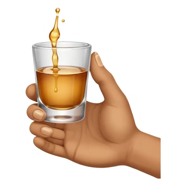 a hand holding a small shot glass sticker