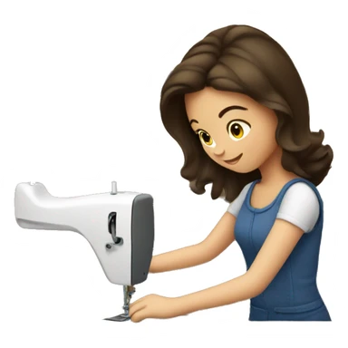 Brunette girl sewing  sticker