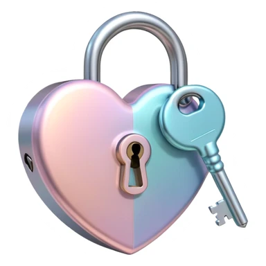 Pastel heart-shaped lock and key sticker