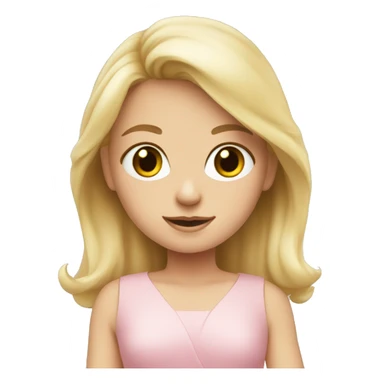 blonde girl, hazel eyes with a beautiful soft pink dress o  sticker