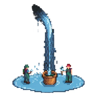 people spraying water on the left side sticker