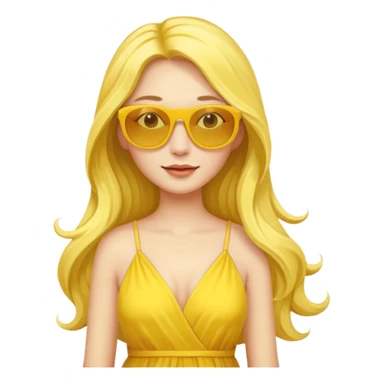 yellow glass and yellow dressed woman long hair sticker