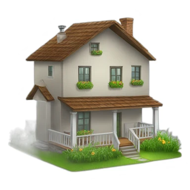 house with a balcony with grass sticker