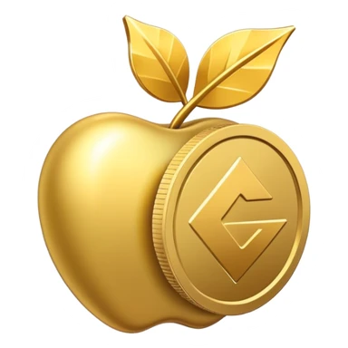 apple style emoji of a downward arrow and coin, alternate version, representing Senkende Kosten (lowering costs) sticker