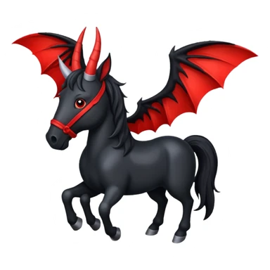 black horse with horns and red bat wings sticker