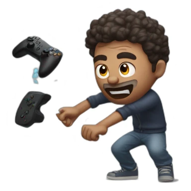 Angry Man throwing ps5 controller on the floor sticker