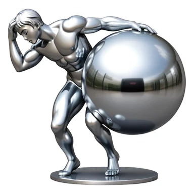 sorayama Sisyphus carrying big sphere on his back sculpture sticker