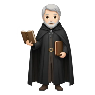A wandering philosopher in a long black cloak with a book full height sticker