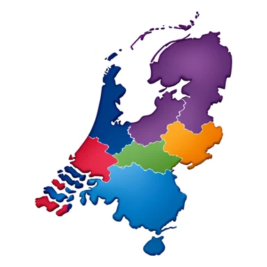 Map outline of the Netherlands with distinctive shape showing provinces sticker
