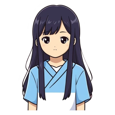 a 17 years old japanese girl with black long straight hair sticker