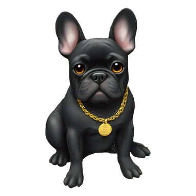Black-and-tan French bulldog sitting on gold coins sticker