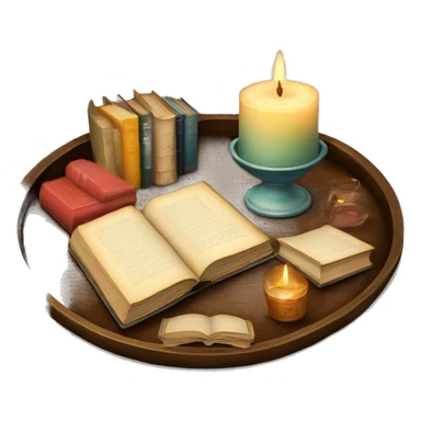vintage tray with books and candle sticker