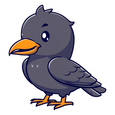 cute black crow bird sticker