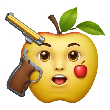 Hazme una carita redonda  amarilla de Apple con una pistola dentro de la boca sticker