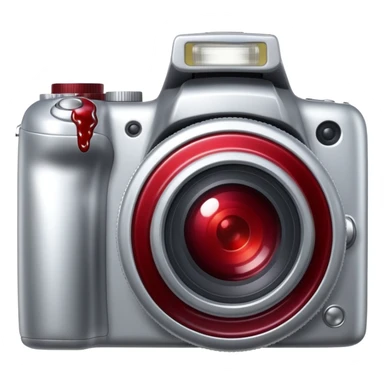 silver digital camera dark red blood sticker