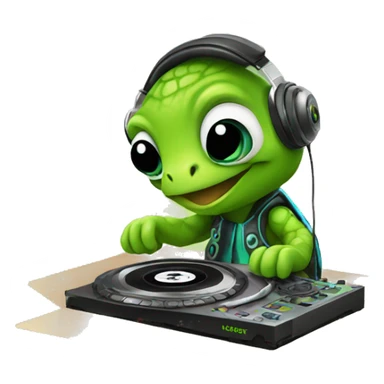 dj turtle with box sticker