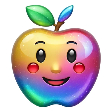 3D Apple-style emoji of scattered glitter, sparkling and shining in multiple colors. Rounded, glossy, smooth, soft shadows, white background.
 sticker