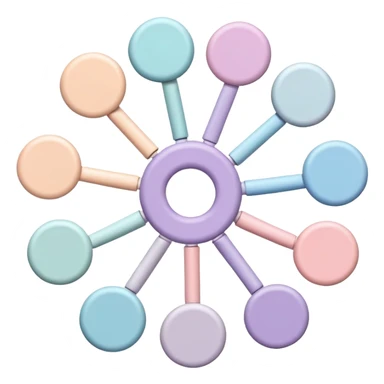 Can you create a picture for an AI LLM model router showing it as a hub connecting different LLMs? Make it pastel colored and abstract. Can you make it look more professional?
 sticker