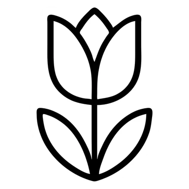 a stylized white tulip, outlined, clean and fresh sticker