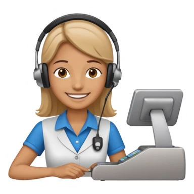 Cashier + headset + till sticker