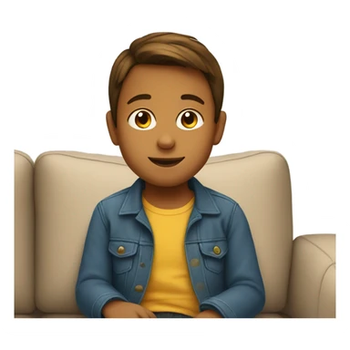 child sitting on couch with brown hair sticker