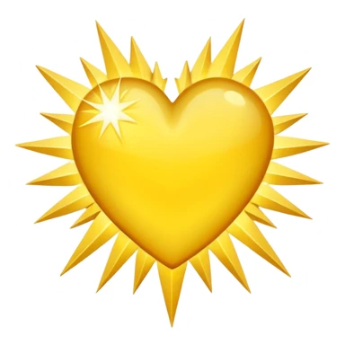 yellow heart with a starburst sticker