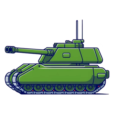 green military battle tank with armored body and large cannon sticker