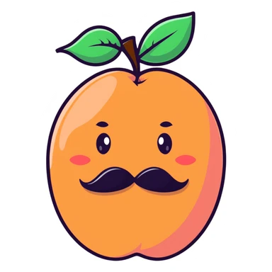 A peach with a mustache, without eyes sticker