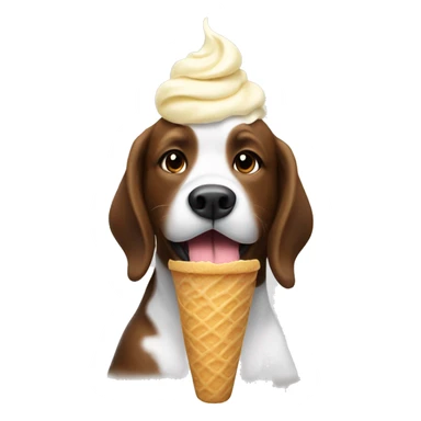 A dog eating vanilla ice cream sticker
