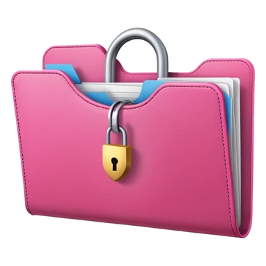 Pink folder with lock, secured document, protected file sticker