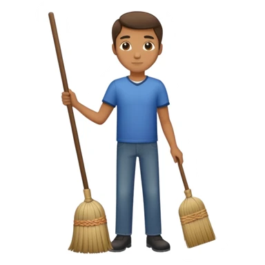 Guy standing with a broom sticker