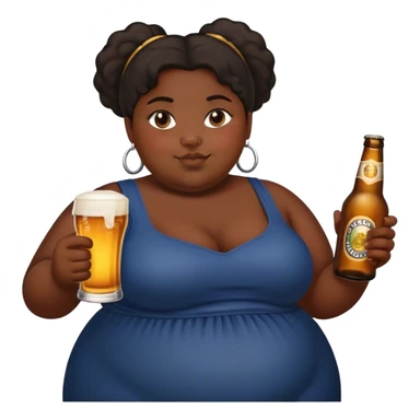 Very fat black girl holding a beer  sticker